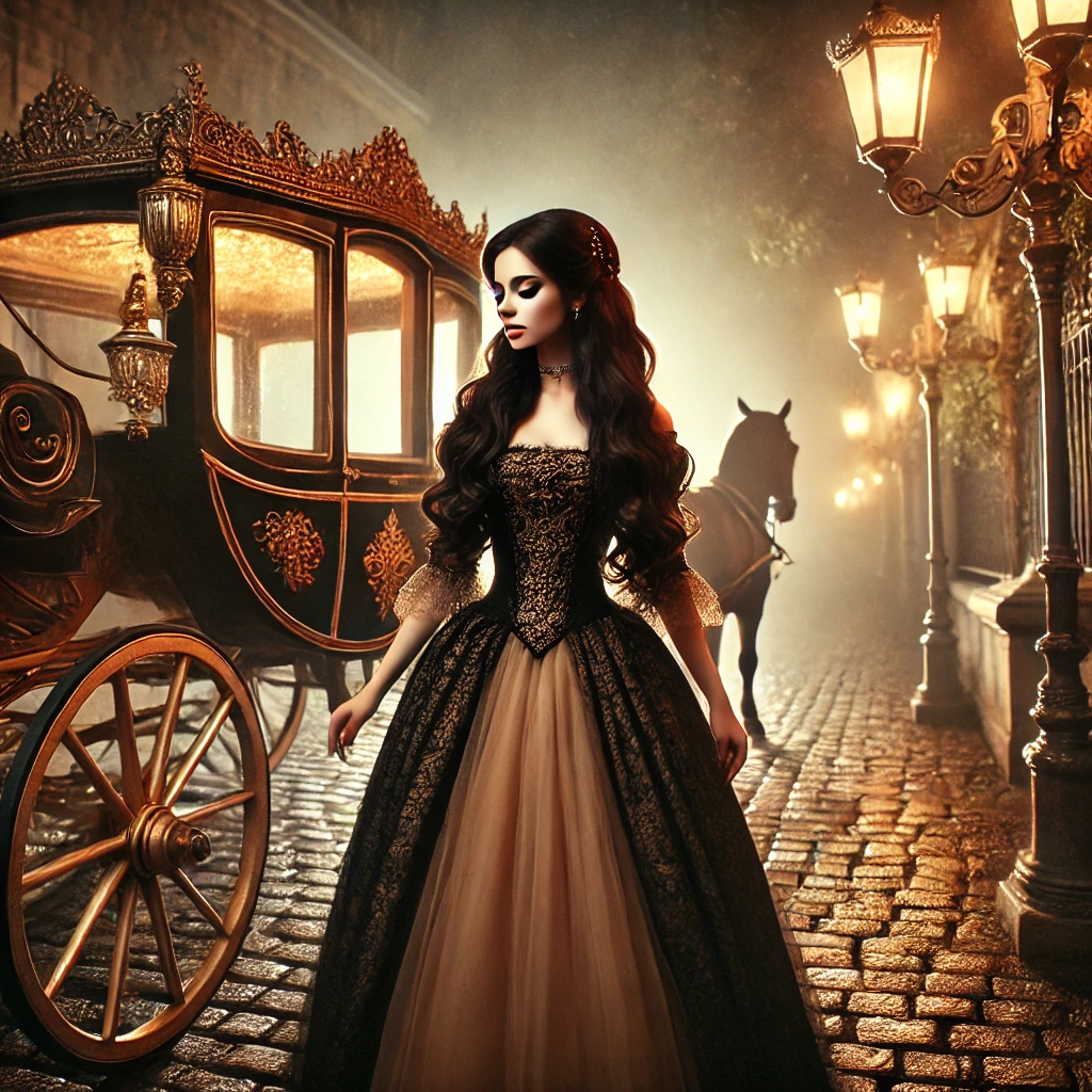 Blog image of beautiful woman stepping into a mythical period luxury carriage