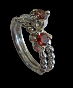 Silver heart stacking rings